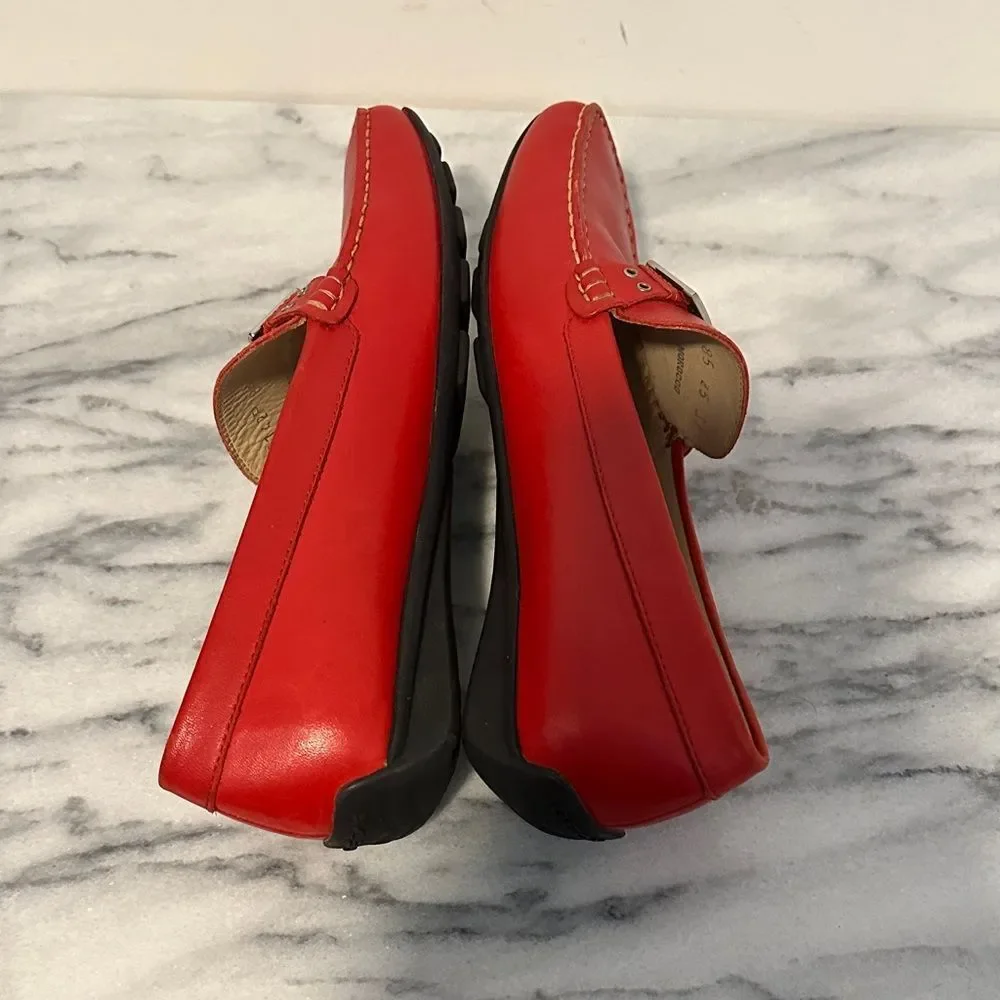 Geox Vibrant Red Leather Loafers womens sz 37.5